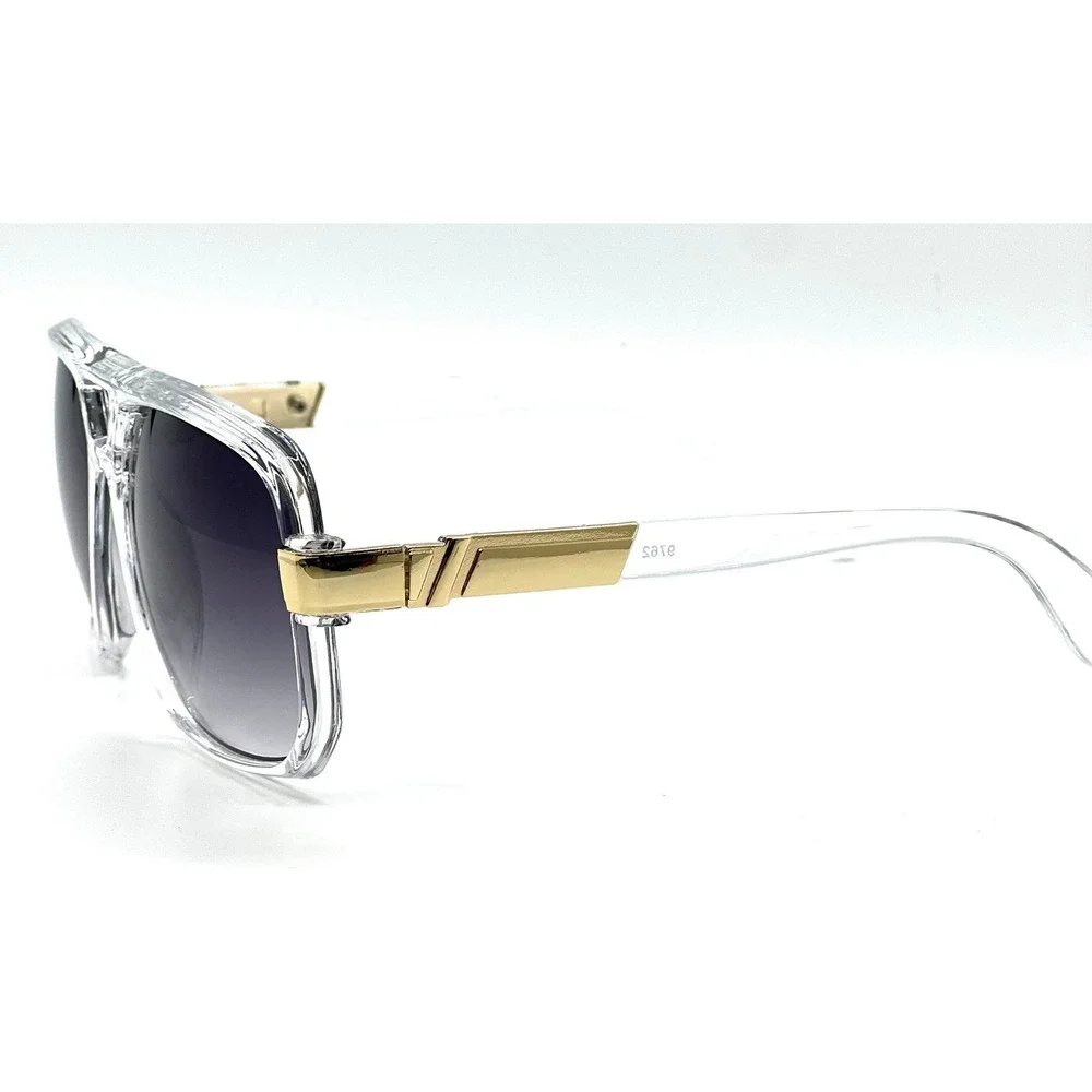Men Sunglasses Designer Square Black Lens Gold Fashion Classic Retro Vintage NEW